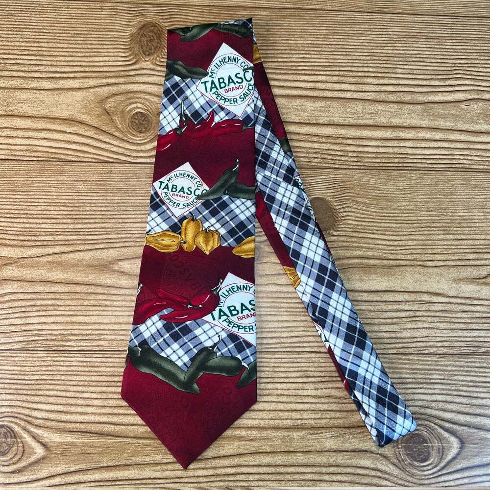 Tabasco Novelty Print Men's Tie Hot Sauce McIlhenny County Silk Necktie USA